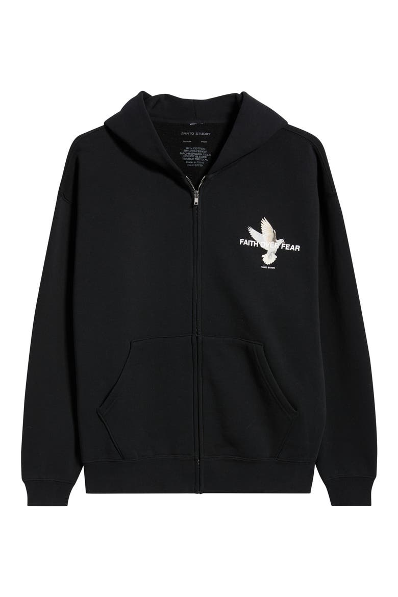 Faith over Fear Fleece Zip Hoodie, Alternate, color, BLACK
