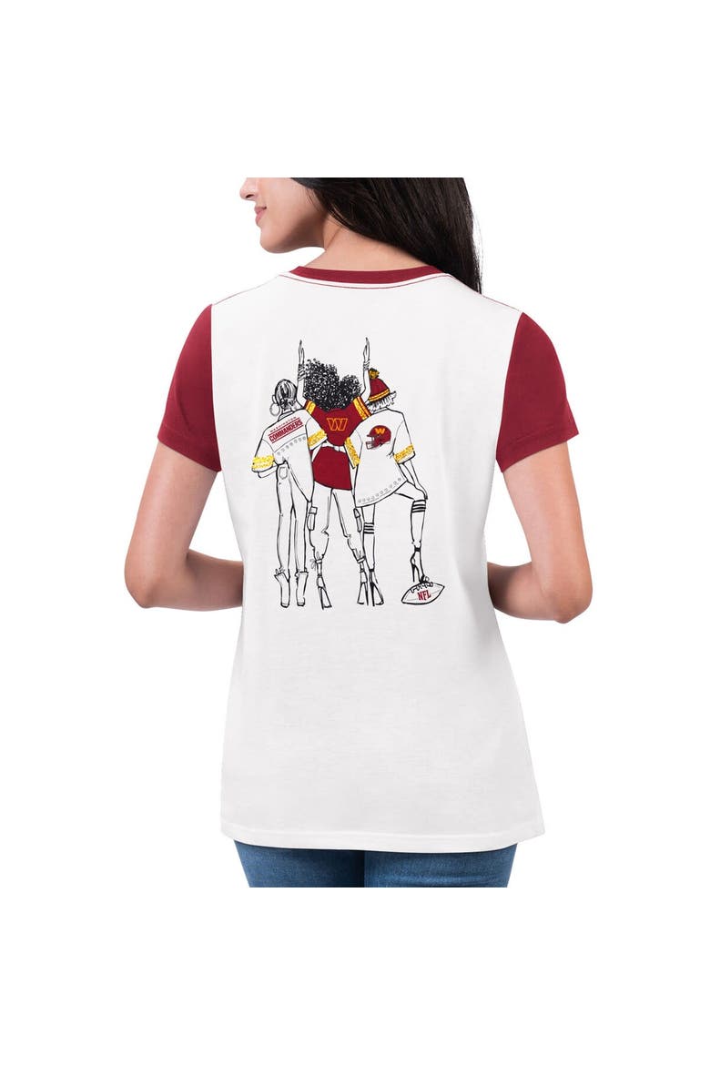 Women's G-III 4Her by Carl Banks White/Burgundy Washington Commanders Fashion Illustration T-Shirt, Alternate, color, White