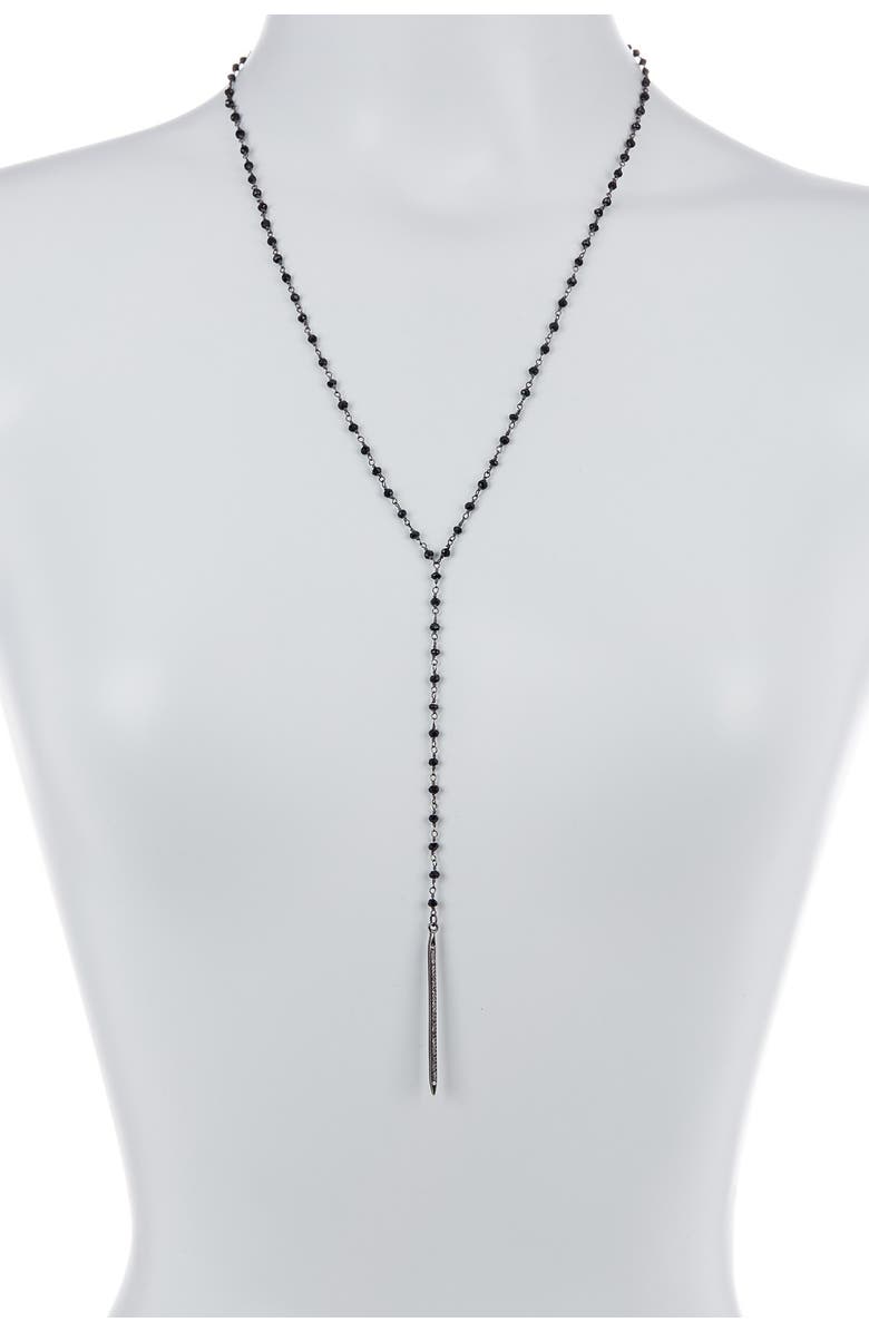 Adornia Terry Black Spinel & Champagne Diamond Spike Lariat Necklace - 0.30 ctw, Alternate, color, 