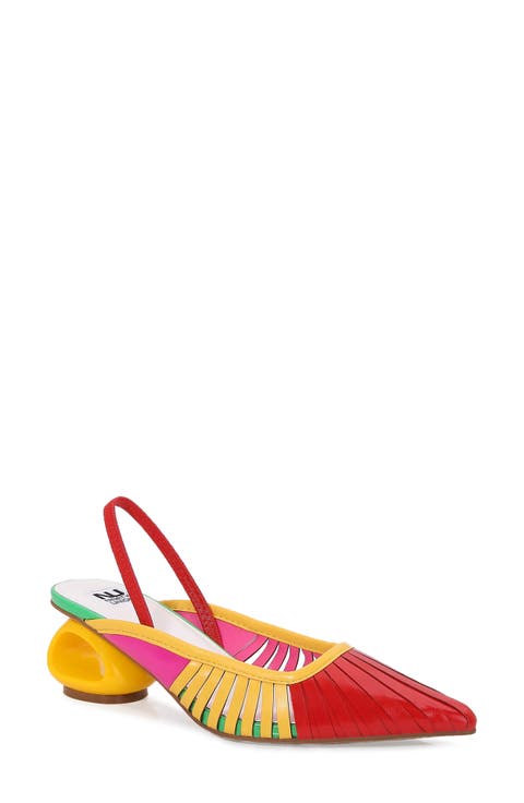 Alllison Pointed Tie Kitten Heel Slingback Pump (Women)