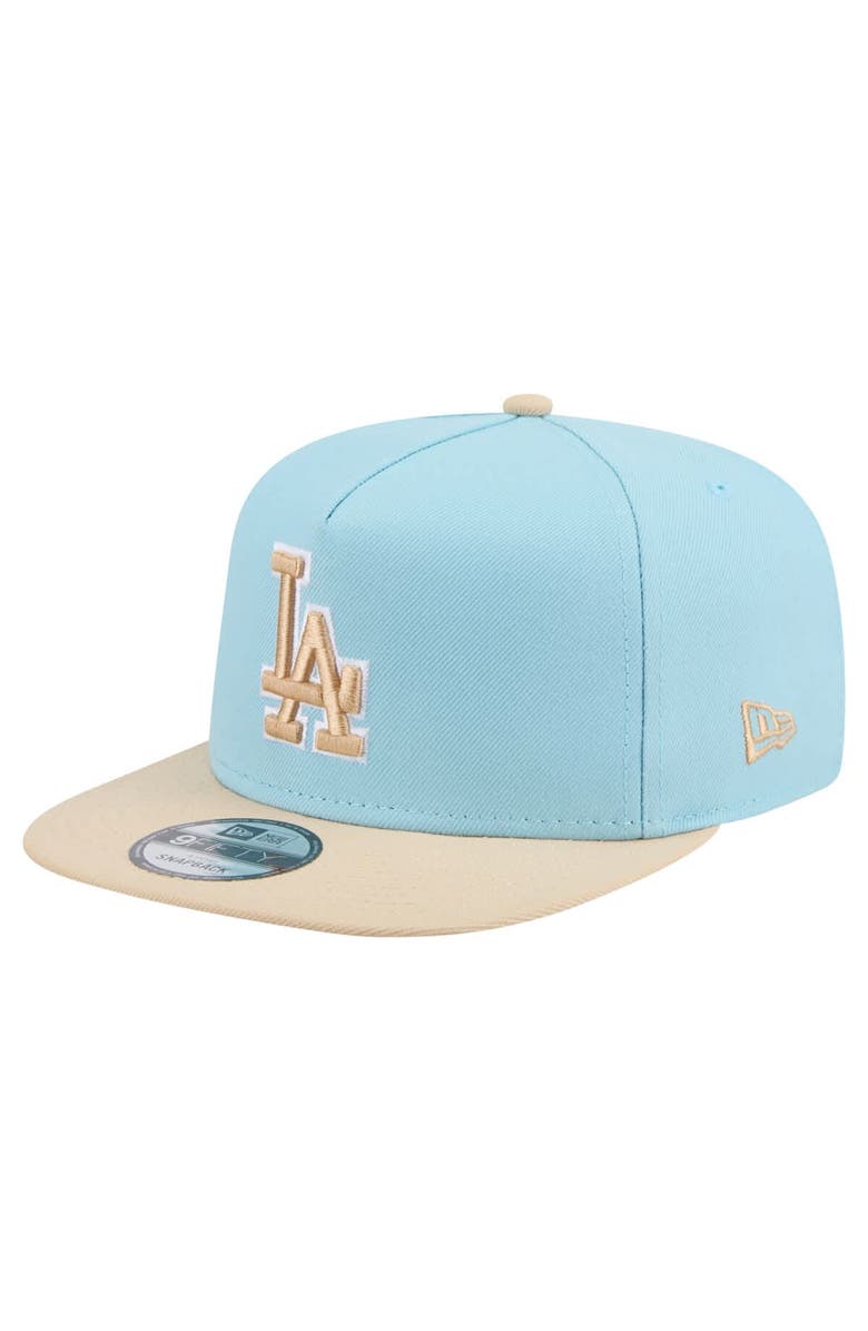 New Era Men's New Era  Light Blue/Light Beige Los Angeles Dodgers Color Pack A-Frame 9FIFTY Snapback Hat, Main, color, 