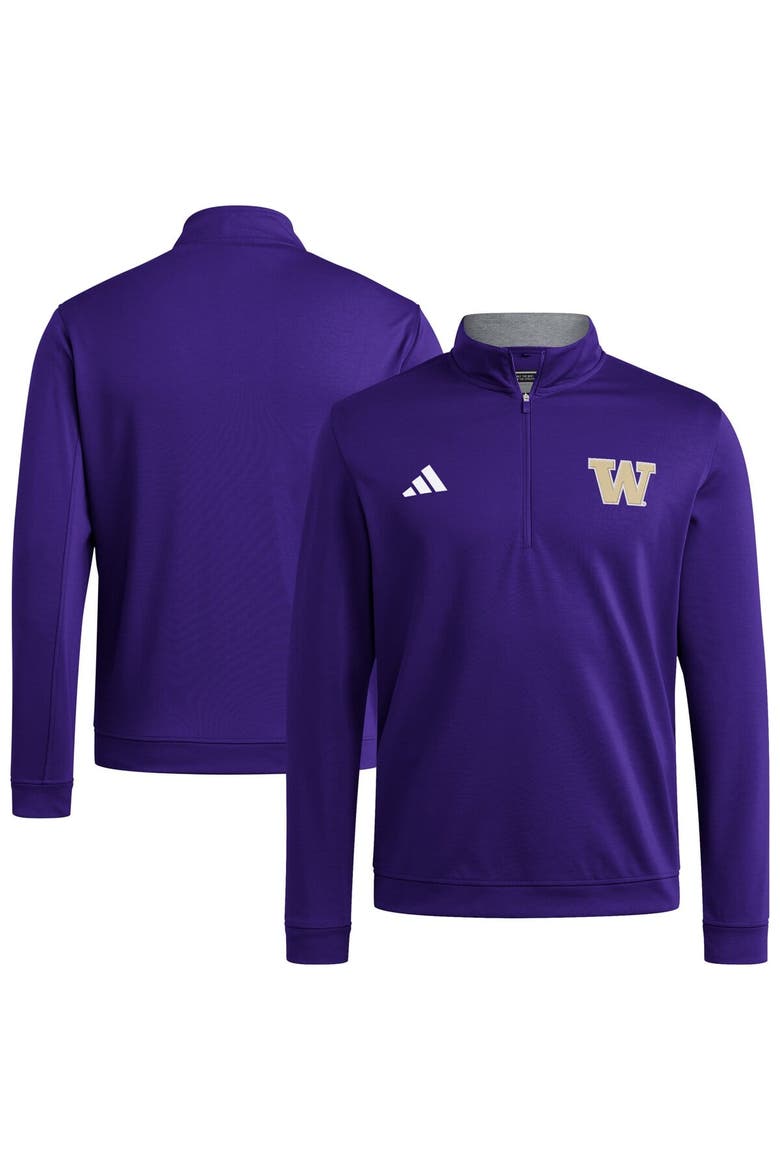 Men's adidas Purple Washington Huskies Elevated Tri-Blend Quarter-Zip Pullover, Main, color, Purple