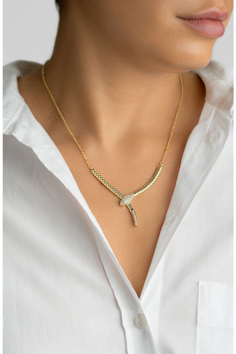 Crystal Snake Pendant Necklace, Alternate, color, GOLD