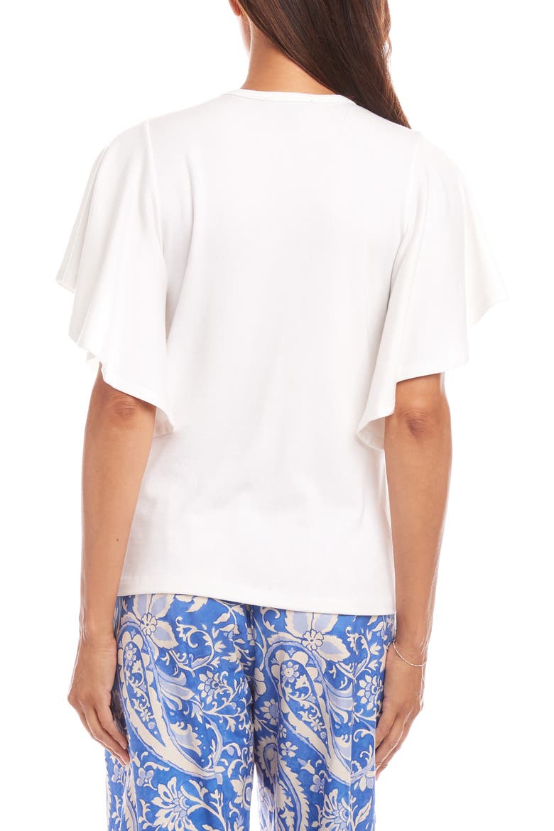 Flutter Sleeve T-Shirt, Alternate, color, OFF WHITE