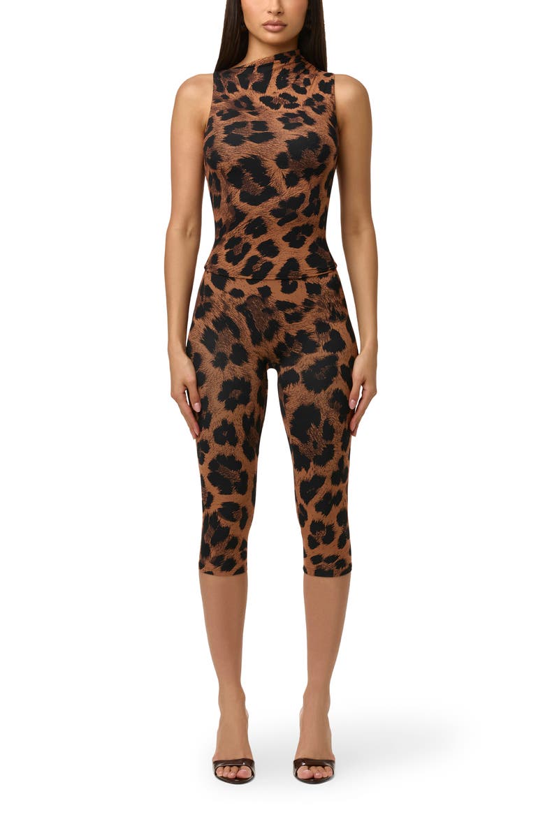 Naked Print High Waist Capri Leggings, Alternate, color, LEOPARD