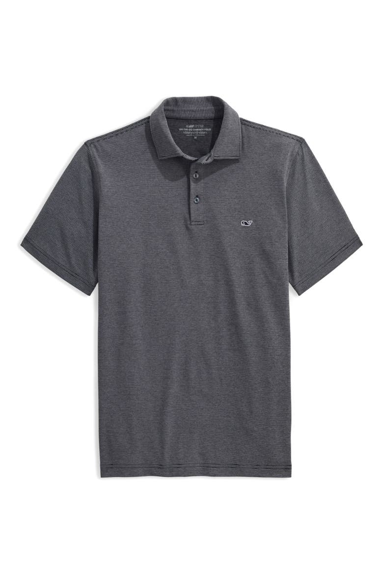 St. Jean Stripe Sankaty Performance Polo, Main, color, STP J BLACK TEJ/WHT