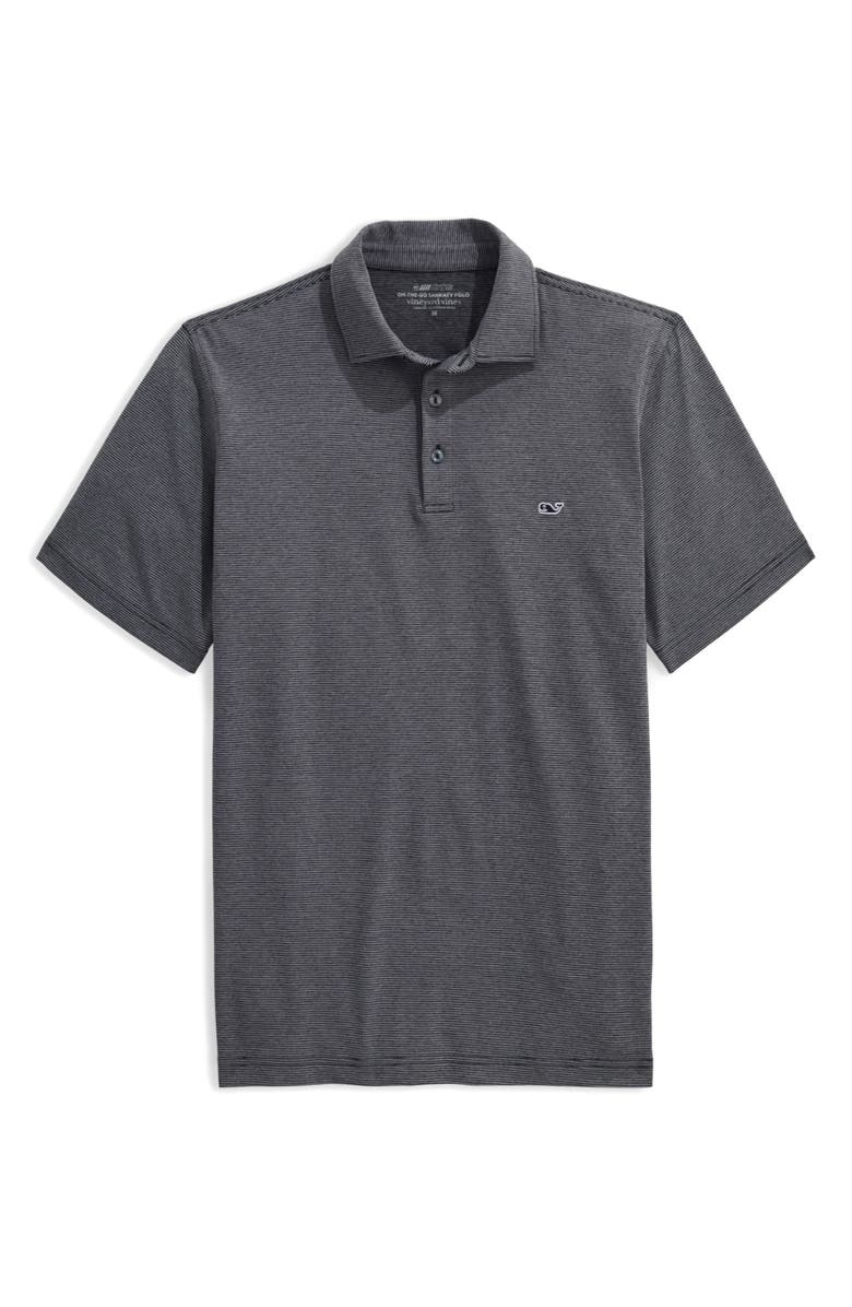 vineyard vines St. Jean Stripe Sankaty Performance Polo, Main, color, Stp J Black Tej/Wht