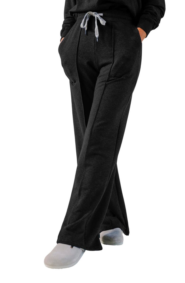 POPLINEN Betty Organic Cotton + Tencel Wide Leg Pant, Main, color, Black