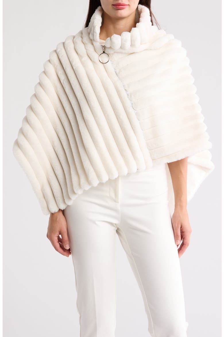 Faux Fur Poncho, Main, color, WHITE