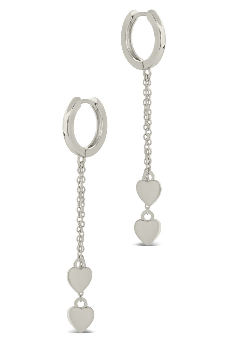 Jolana Heart Drop Huggie Hoop Earrings, Alternate, color, SILVER