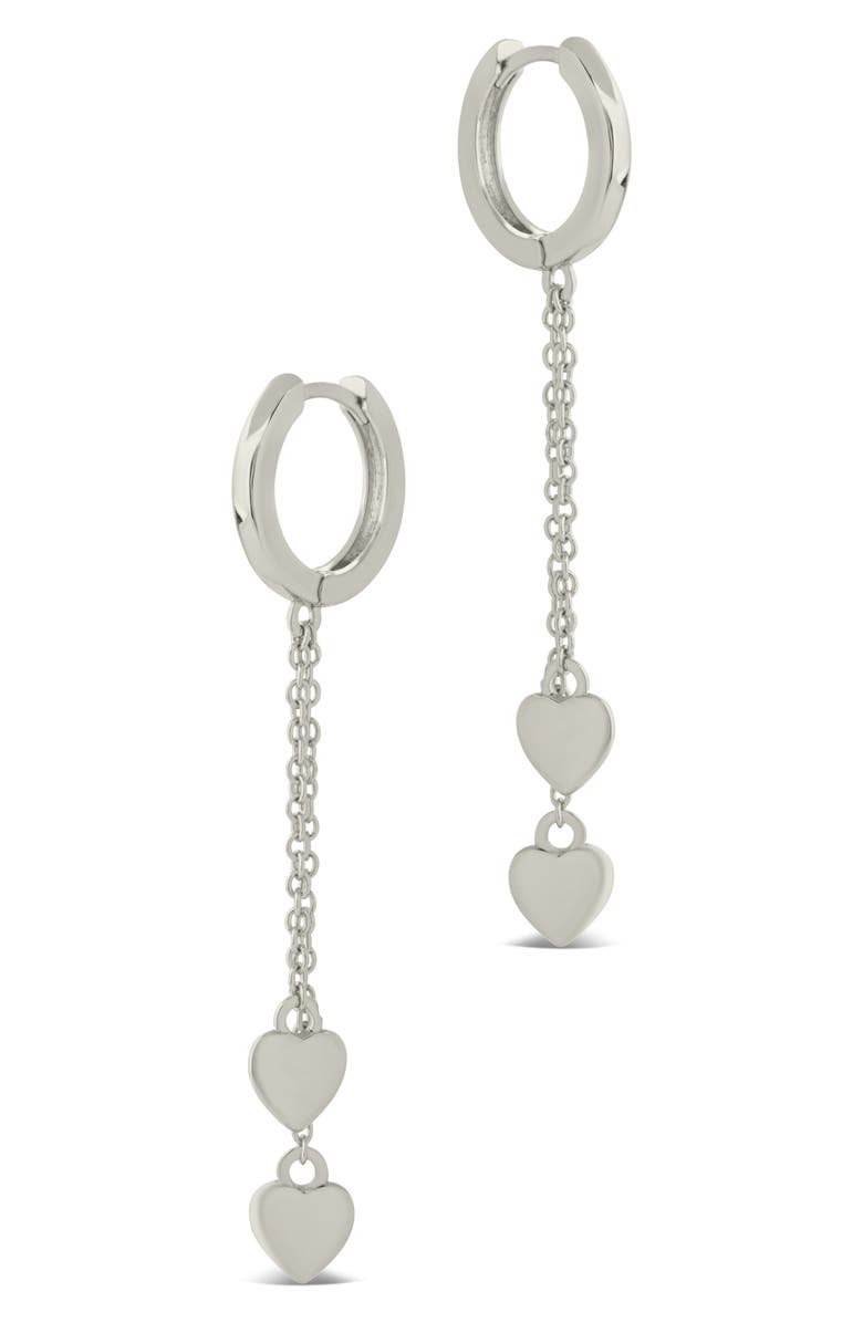 Sterling Forever Jolana Heart Drop Huggie Hoop Earrings, Alternate, color, Silver