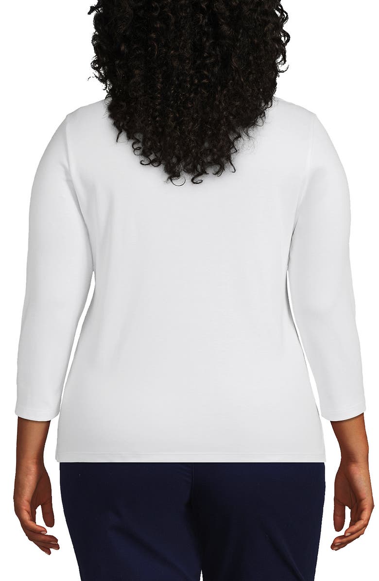 Lands' End 3/4 Sleeve Supima Cotton Polo Shirt, Alternate, color, White