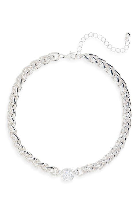 Cubic Zirconia Statement Collar Necklace.