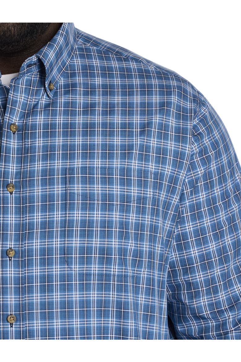 Big & Tall Easy-Care Small Plaid Sport Shirt, Alternate, color, BLUE