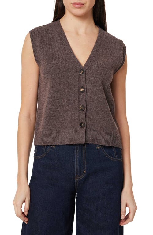 Habitual Button-up Sweater Vest In Brown