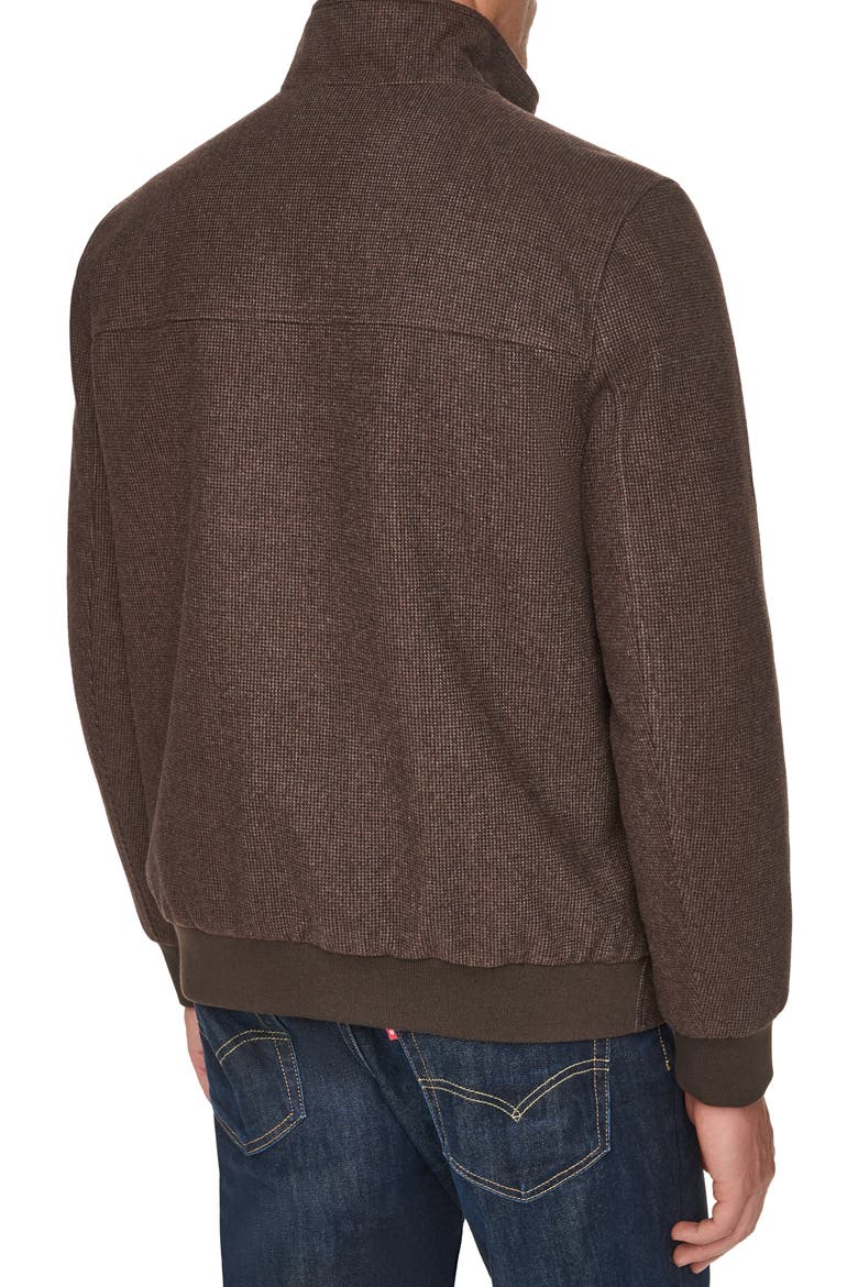 Stand Collar Wool Blend Bomber Jacket, Alternate, color, BROWN MULTI
