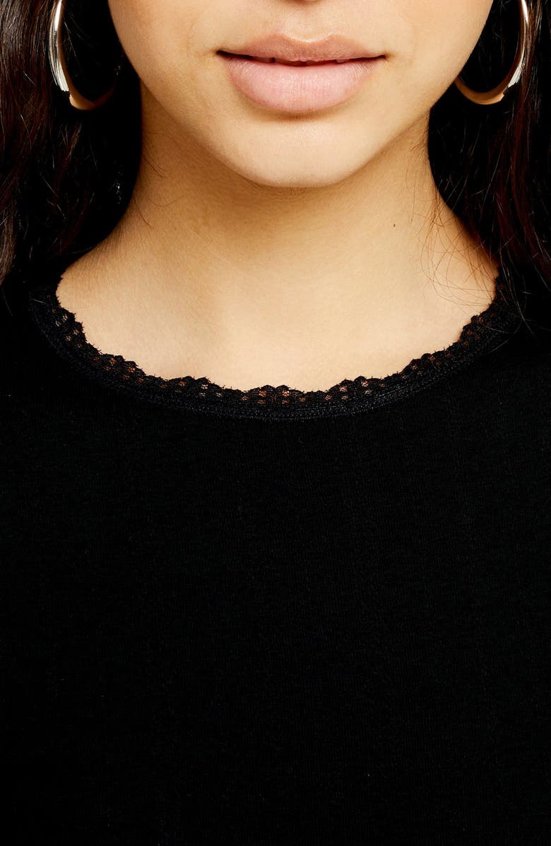 Topshop Long Sleeve Pointelle Crop Top, Alternate, color, 