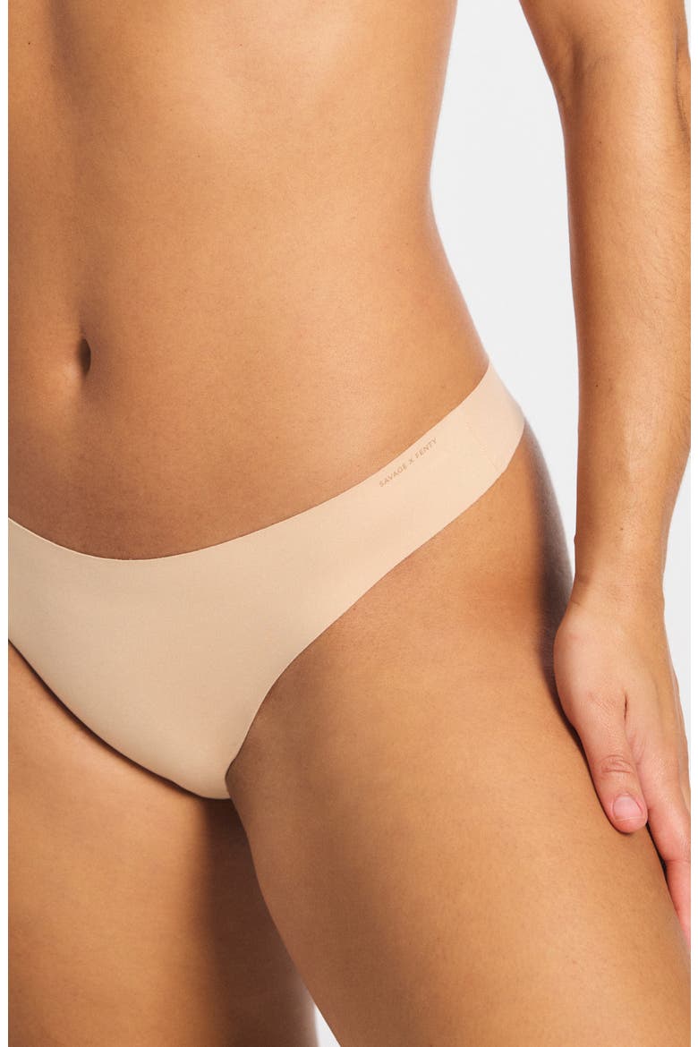 Microfiber No-Show Thong, Alternate, color, HONEY NUDE