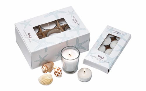 Tag Citronella Ocean Tealights Scented Candles Set Of 8 In Brown
