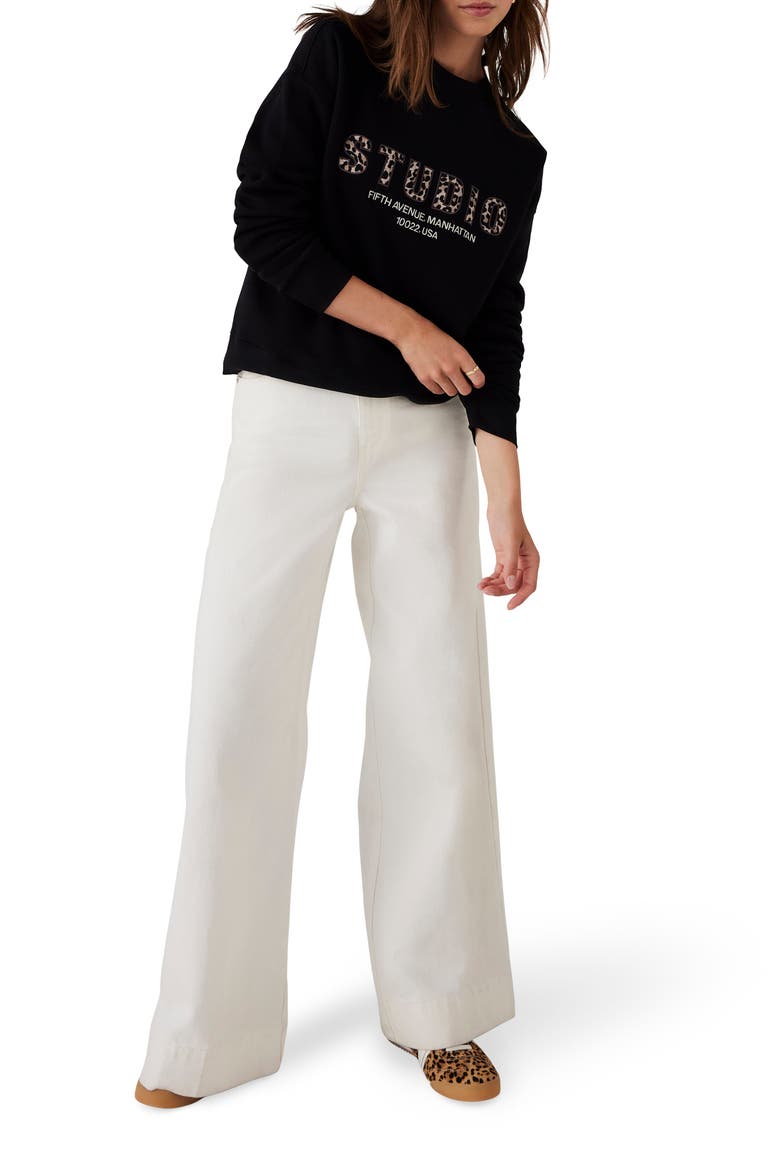 Cotton Blend Graphic Motif Sweatshirt, Alternate, color, Black