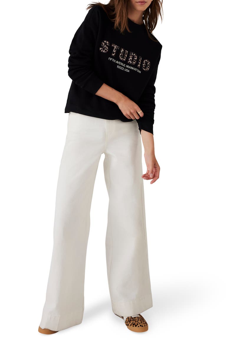 MINT VELVET Cotton Blend Graphic Motif Sweatshirt, Alternate, color, Black