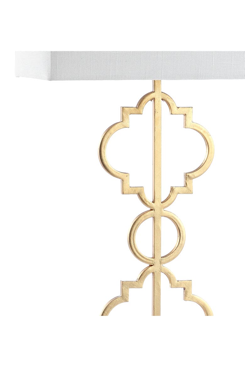 Selina Iron Ogee Trellis Modern LED USB Table Lamp, Alternate, color, Gold Leaf