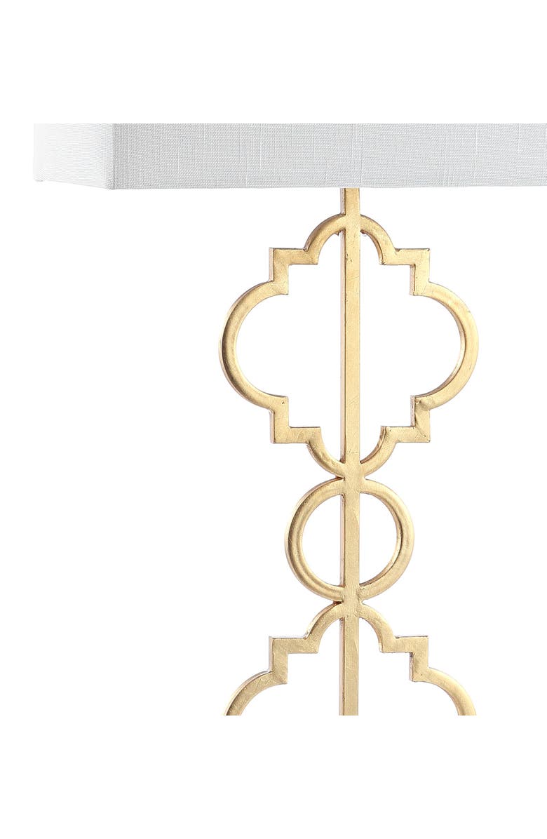 JONATHAN Y Selina Iron Ogee Trellis Modern LED USB Table Lamp, Alternate, color, Gold Leaf