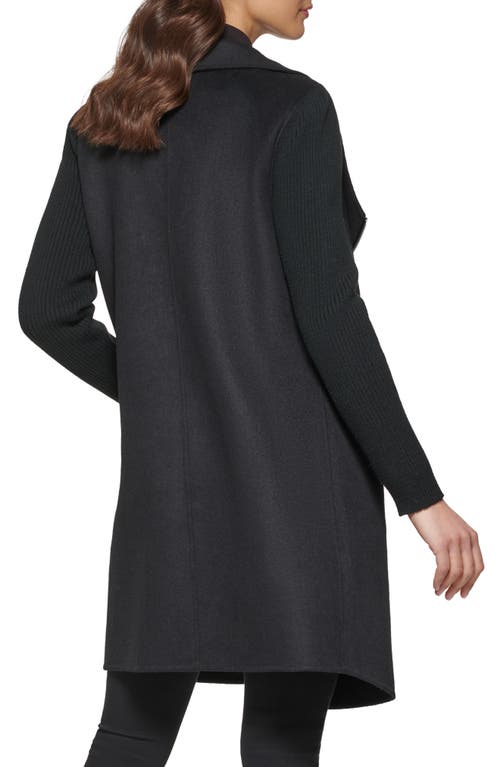 Kenneth Cole New York Double Face Wool Blend Coat In Black