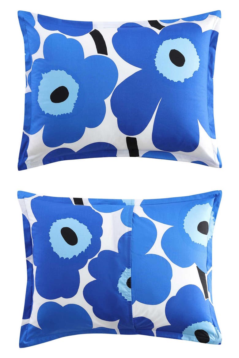 Unikko Organic Cotton Percale Duvet Cover & Sham Set, Alternate, color, OPEN BRIGHT BLUE