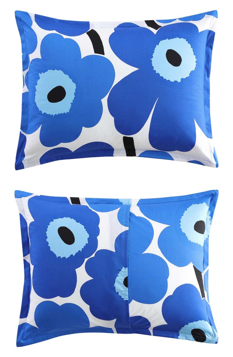 Marimekko Unikko Organic Cotton Percale Duvet Cover & Sham Set, Alternate, color, Open Bright Blue