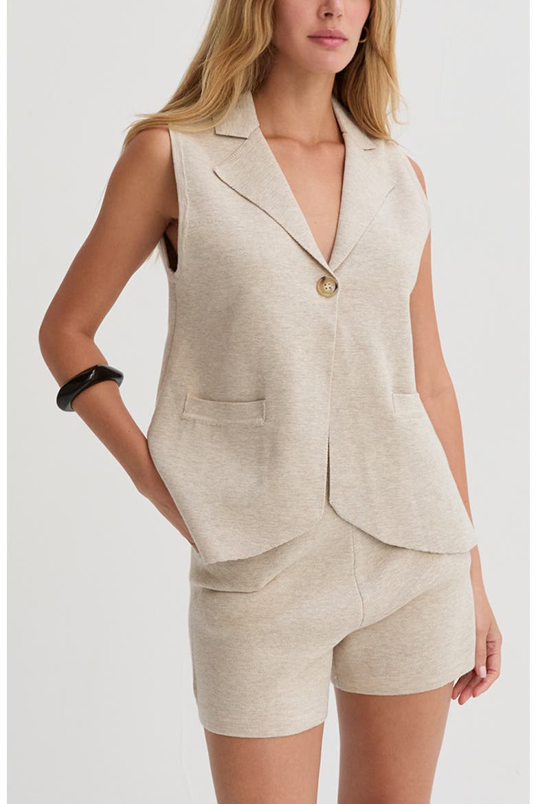 Jacquard Knit Vest and Shorts Two Piece Set, Main, color, Oatmeal