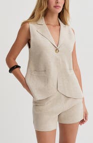 CRESCENT Jacquard Knit Vest and Shorts Two Piece Set