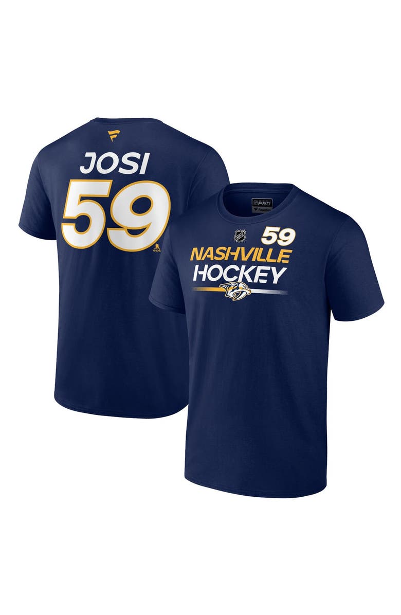 FANATICS Men's Fanatics Branded Roman Josi Navy Nashville Predators Authentic Pro Prime Name & Number T-Shirt, Main, color, Navy