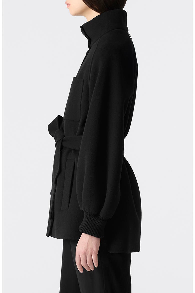 Shania Double Face Belted Wool Jacket, Alternate, color, BLACK