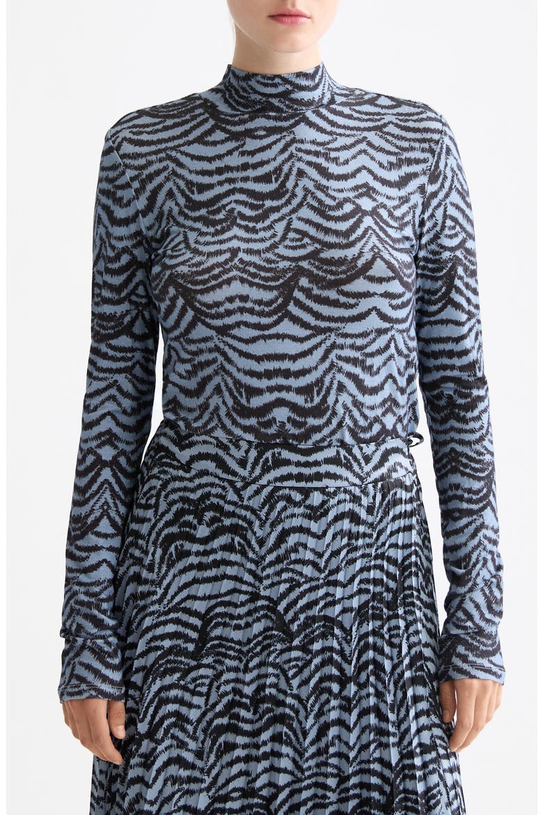 Print Mock Neck Top, Main, color, FEATHER BLUE