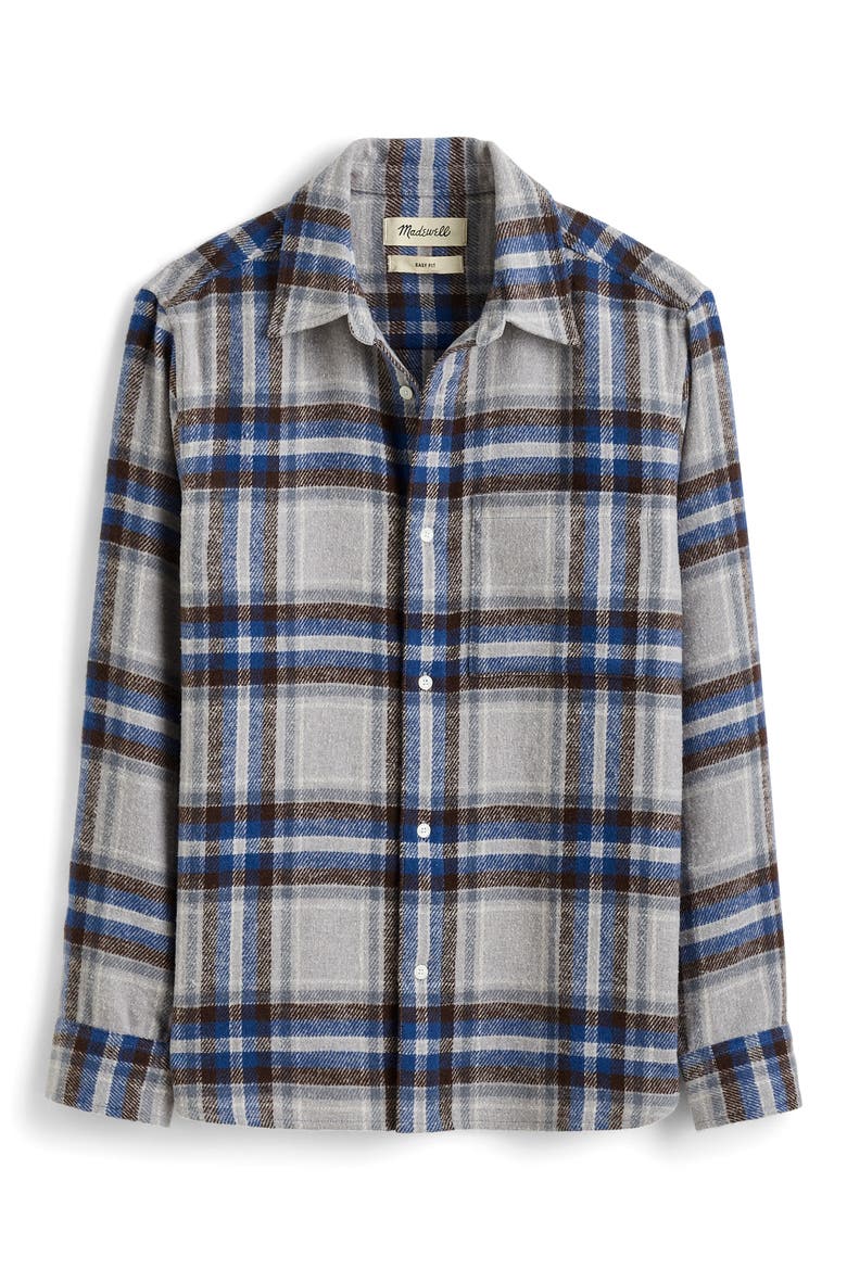 Easy Brushed Flannel Button-Up Shirt, Alternate, color, STEEL MORNING