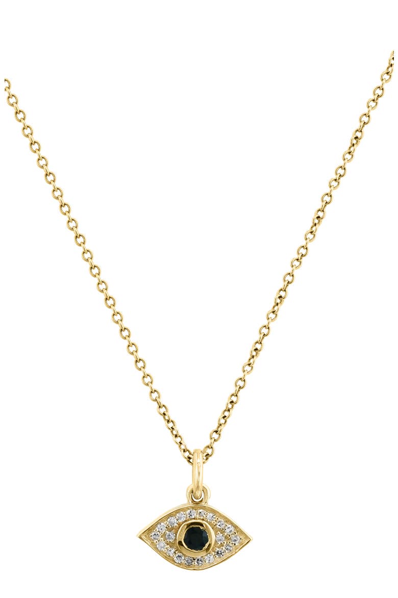 Sapphire & Diamond Pavé Eye Pendant Necklace, Main, color, GOLD