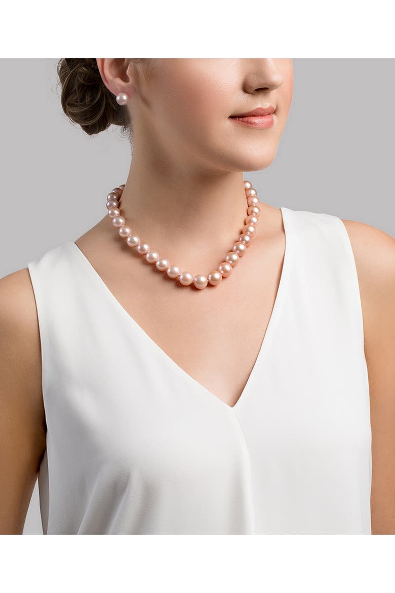 11.5-12.5mm Pink Freshwater Pearl Necklace - Premier AAAA Quality, Alternate, color, White Gold Clasp