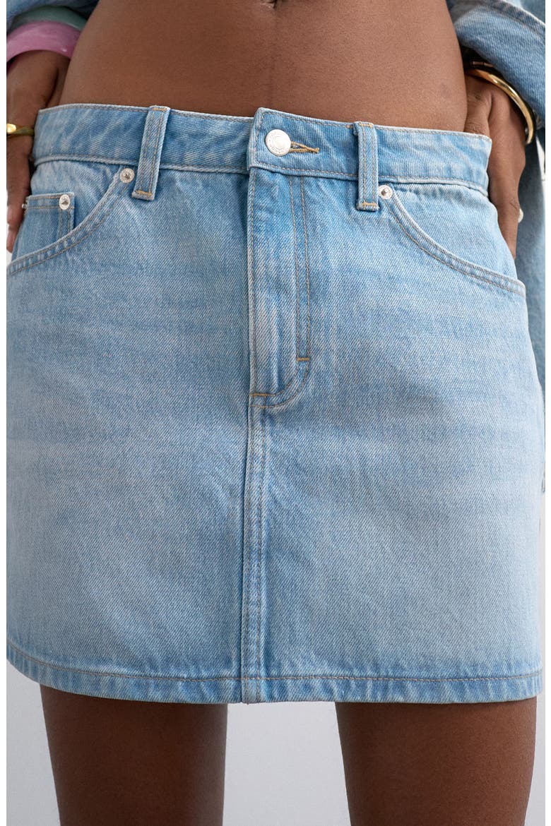 Plemet Cotton Denim Miniskirt, Alternate, color, LIGHT BLUE