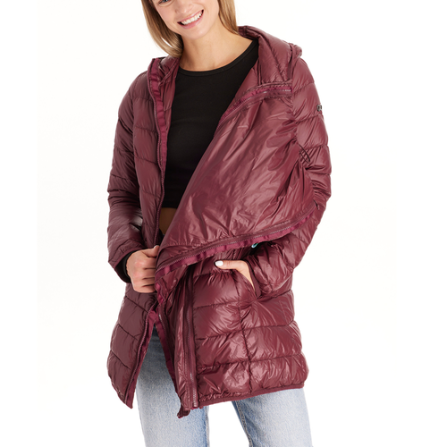 Modern Eternity Maternity Modern Eternity Ashley 3-in-1 Down Lightweight Maternity Jacket In Burgundy