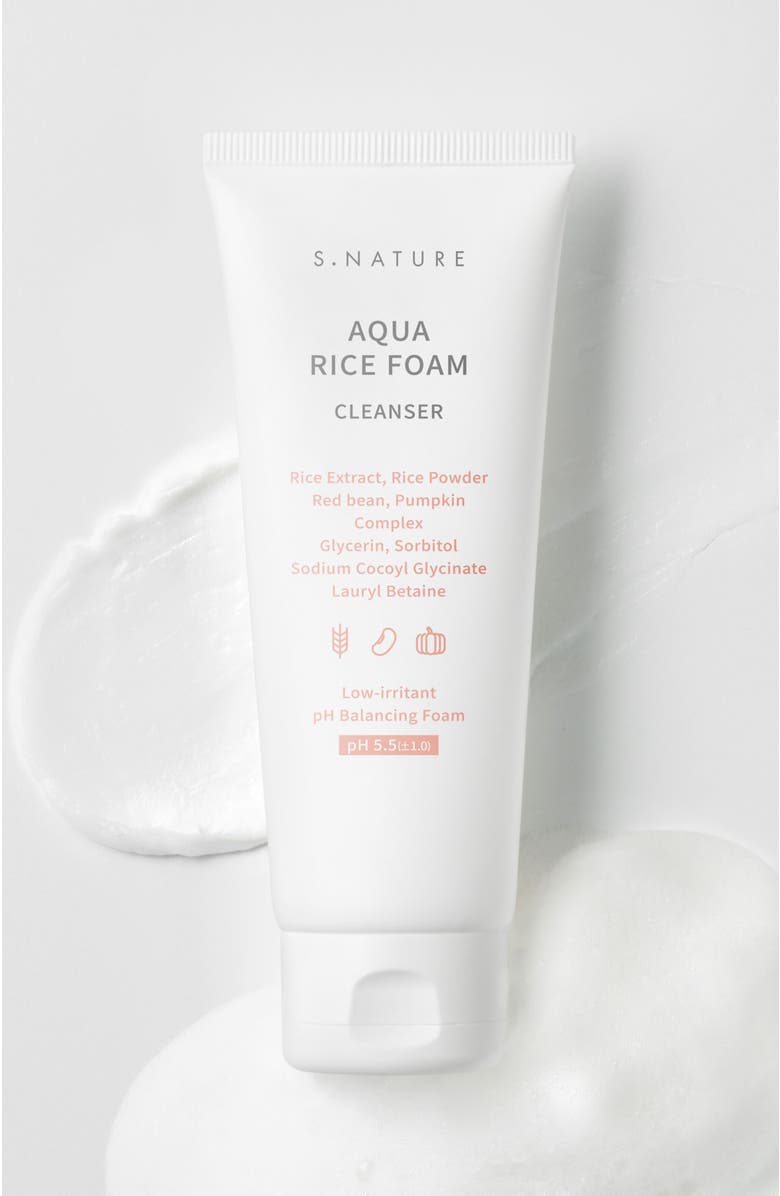 S.NATURE AQUA RICE FOAM CLEANSER, 160ml, Alternate, color,