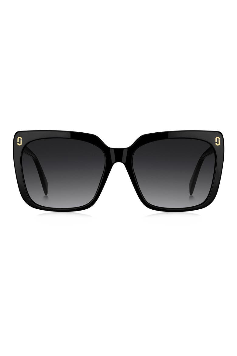 56mm Gradient Square Sunglasses, Main, color, BLACK/ DARK GREY SF