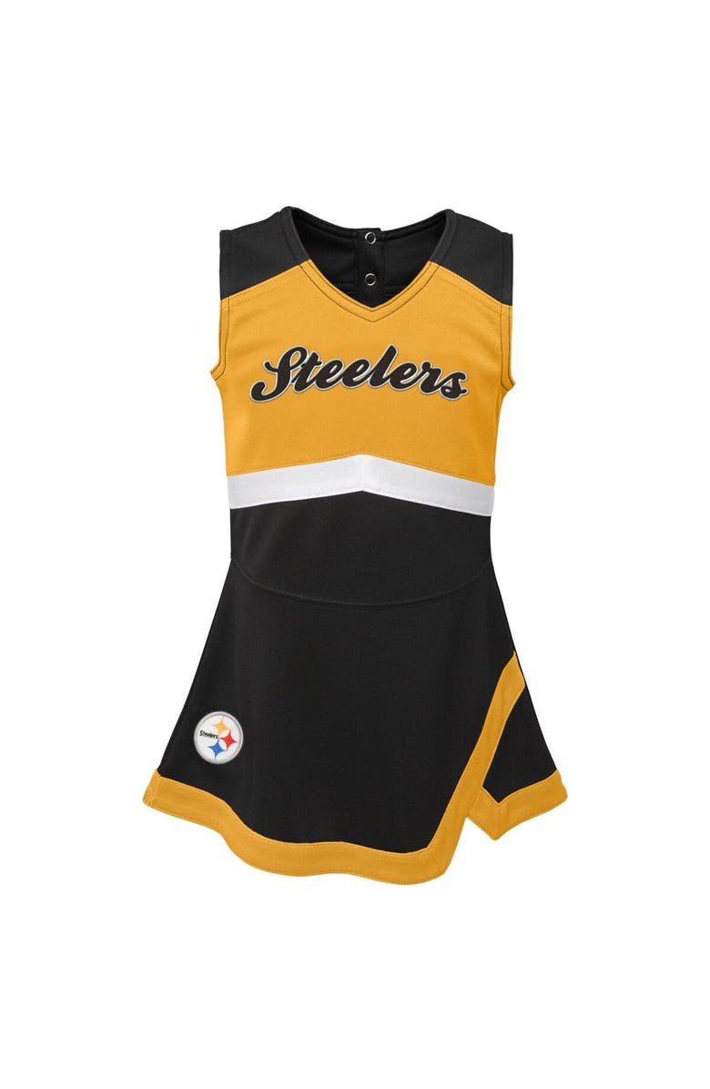 Outerstuff Girls Toddler Black Pittsburgh Steelers Cheer Captain Dress with Bloomers, Alternate, color, Black
