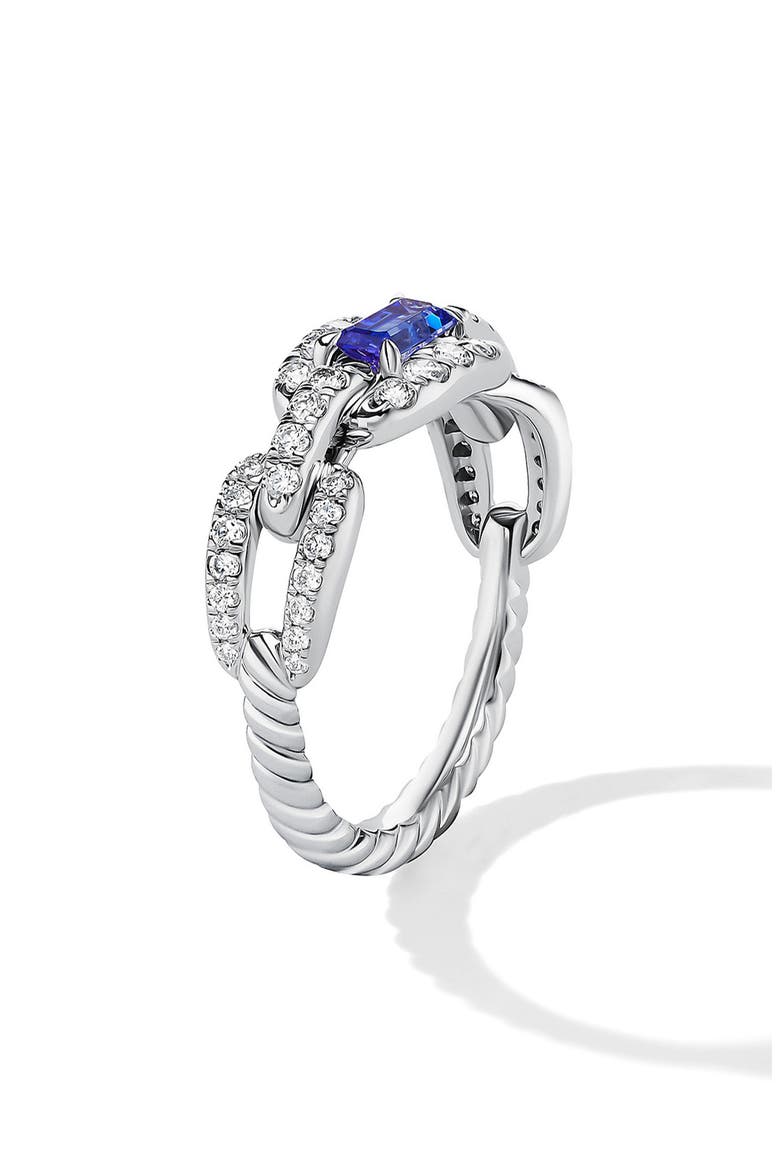 Stax Emerald & Diamond Chain Link Ring, Alternate, color, WHITE GOLD