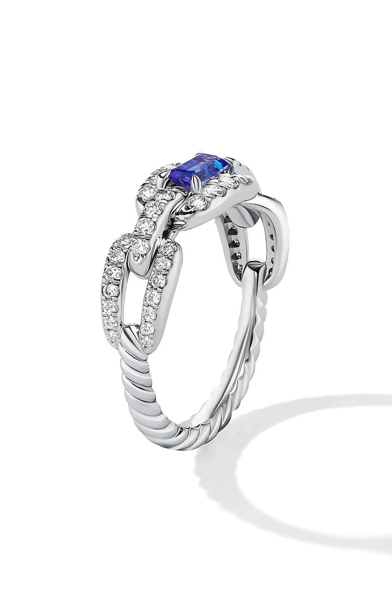 David Yurman Stax Emerald & Diamond Chain Link Ring, Alternate, color,