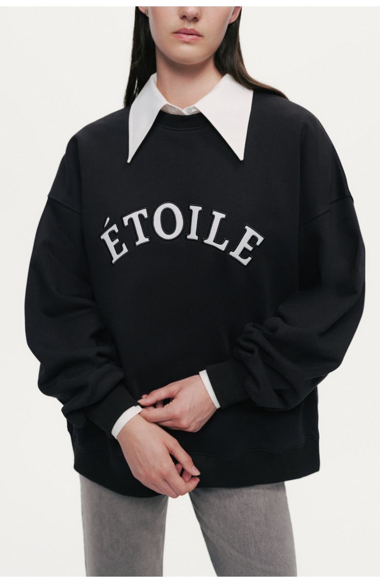 Nocturne Woven Text Logo Sweatshirt, Alternate, color, Black