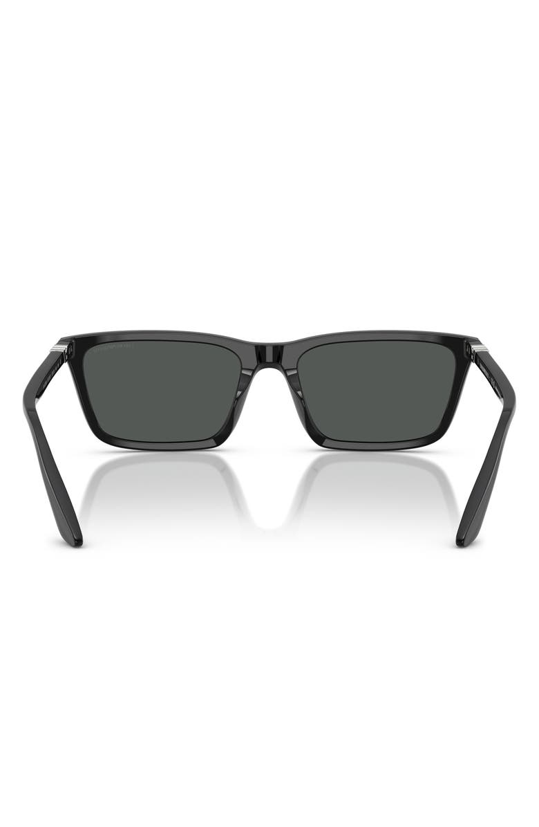 Emporio Armani 55mm Rectangle Sunglasses, Alternate, color, Shiny Black / Dark Grey