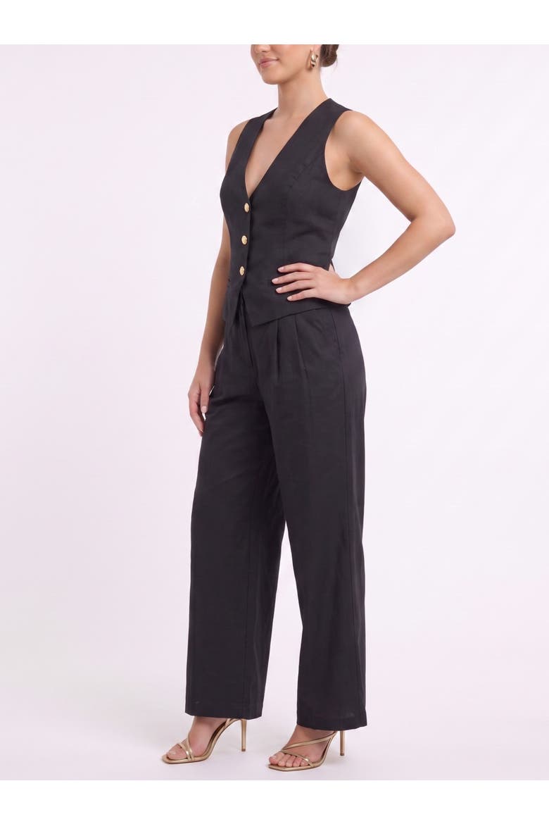 Annie Sleeveless Peplum Jumpsuit, Alternate, color, Black