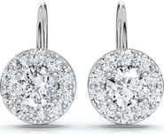 Bliss Diamond 1.90Ct Halo Diamond Studs With Lever Backs Lab Grown Hoops Small 1/2" Tall