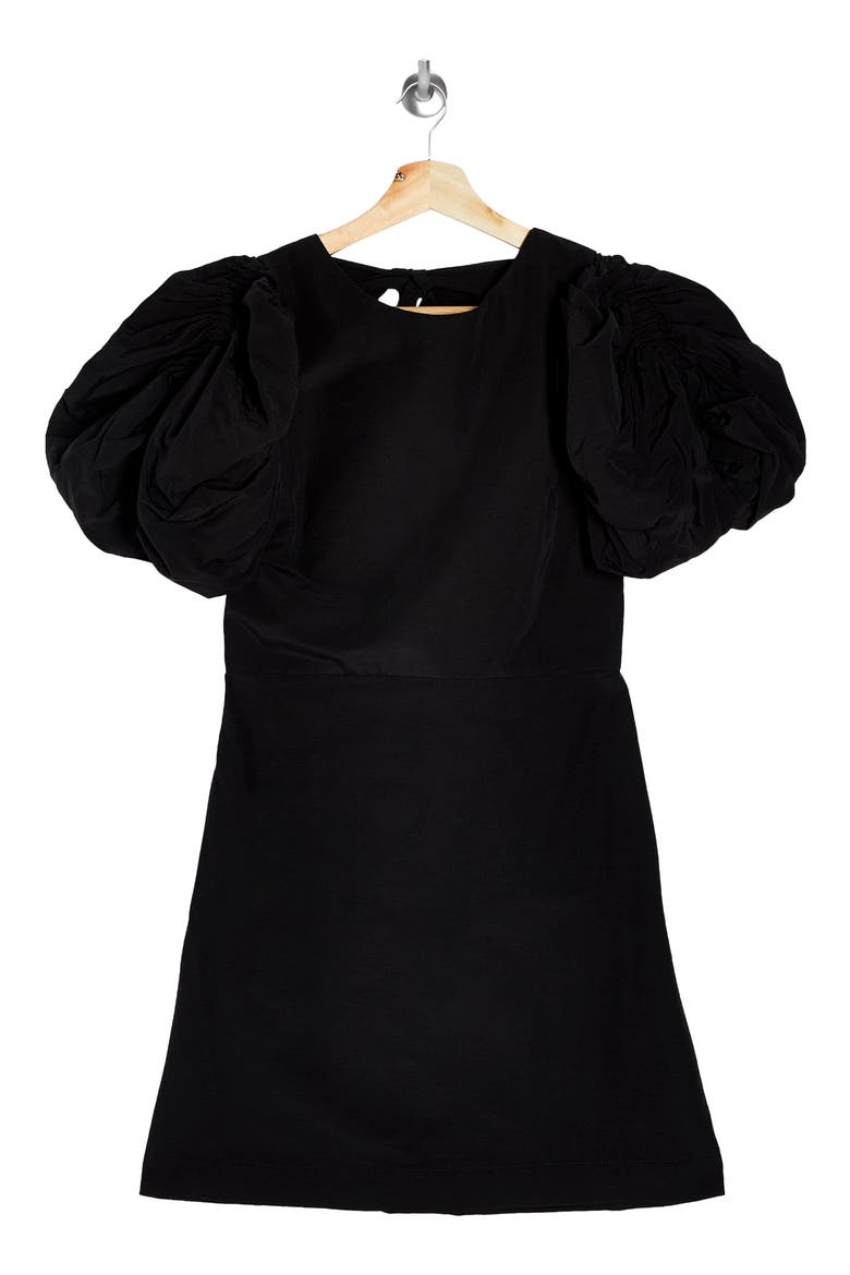 Puff Sleeve Minidress, Alternate, color, BLACK
